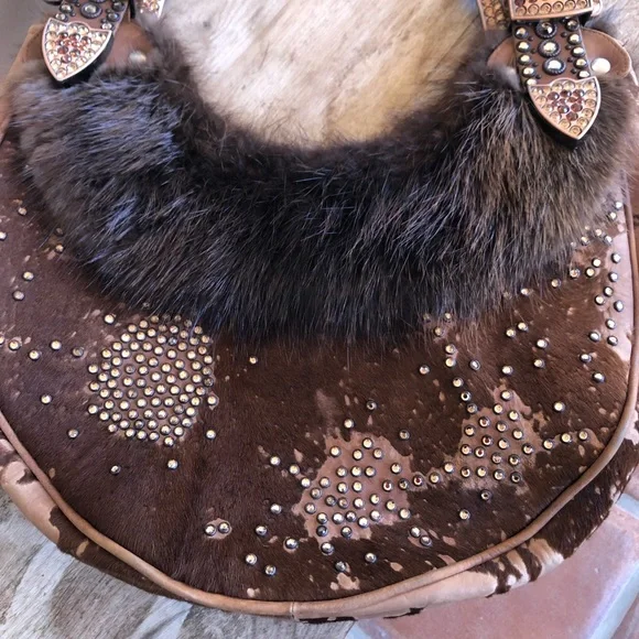 KIPPYS🇺🇸CA Handmade Steer Hide Fur Western Bag - Picture 10 of 10